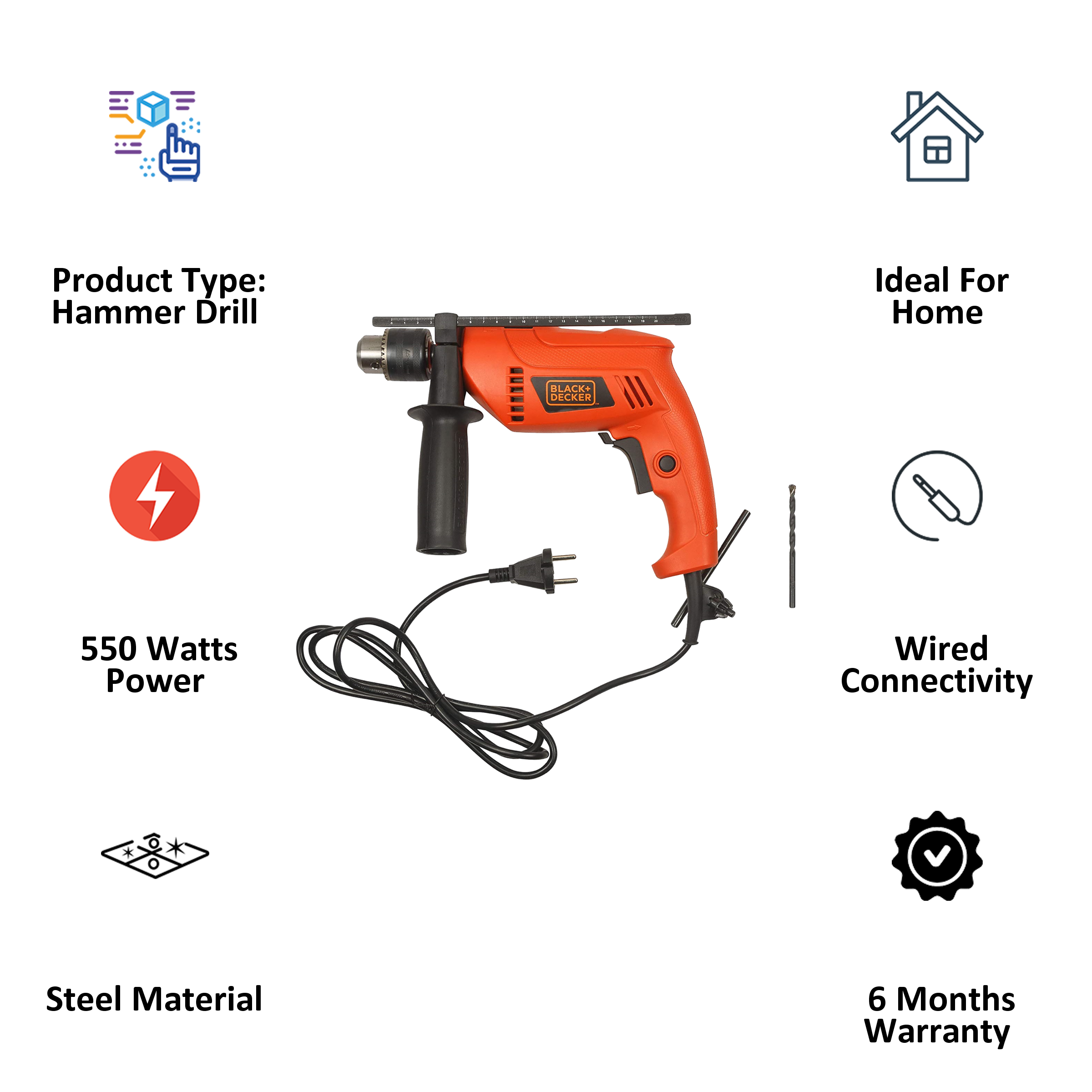 Buy Black Decker HD555 IN 550 W Hammer Drill Lock On Switch